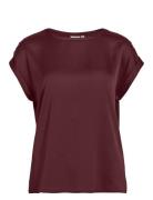 Vila Viellette S/S Satin Top - Noos Burgundy