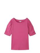 Tom Tailor T-Shirt Gathered Sleeve Rosa