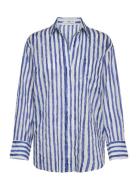 Mango 100% Cotton Striped Shirt Blå