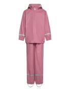 Rain Set - Aop - Pu Outerwear Rainwear Rainwear Sets Pink Color Kids