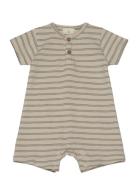 En Fant Playsuit Ss Stripes Beige