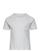 Striped T-Shirt With Pocket Tops T-shirts Short-sleeved Grey Copenhage...