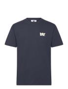 Double A By Wood Wood Ace Letter T-Shirt Gots Marinblå