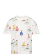 Sailing Boats Aop Ss Tee Tops T-shirts Short-sleeved White Mini Rodini