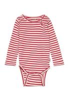 Body L/S Modal Striped Bodies Long-sleeved Red Petit Piao