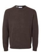 Selected Homme Slhross Ls Knit Structure Crew Neck Noos Brun