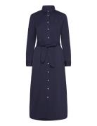 Polo Ralph Lauren Belted Cotton Midi Shirtdress Marinblå