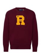 Polo Ralph Lauren Big Fit Cotton Letterman Sweater Burgundy