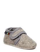 Melton Wool Slippers With Velcro Lila