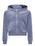 Lindex Sweatshirt Velour With Hoodie Blå