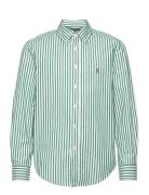 Ralph Lauren Kids Striped Cotton Poplin Shirt Grön