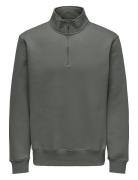 ONLY & SONS Onsconnor Reg 1/4 Zip Sweat Grå