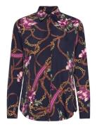 Lauren Ralph Lauren Classic Fit Print Crepe Shirt Marinblå