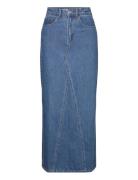 Mango Long Denim Skirt Blå