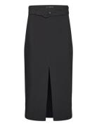 Mango Skirt With Slit And Belt Svart