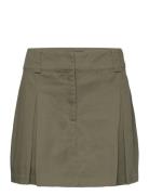 Mango Pleated Mini-Skirt Khaki Green