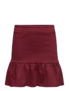 Mango Houndstooth Skirt Röd