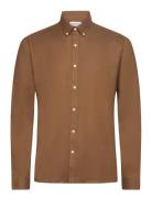 Lindbergh Yarn Dyed Oxford Superflex Shirt L/ Brun