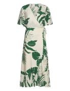 Mango Printed Wrap Dress With Ruffle Vit