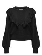 ONLY Onlcherry Ls Ruffle O-Neck Cc Knt Svart