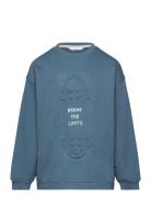 Mango Embossed Design Sweatshirt Blå