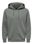 ONLY & SONS Onsceres Zip Thr. Hoodie Sweat Noos Grå