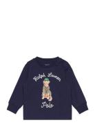 Ralph Lauren Baby Dog-Print Cotton Long-Sleeve Tee Marinblå