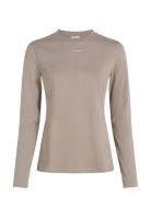 Calvin Klein Nano Logo Slim T-Shirt Ls Beige