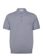 Mango Fine-Knit Polo Shirt Blå