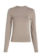 Calvin Klein Modal Stretch Slim C-Neck Top Ls Beige