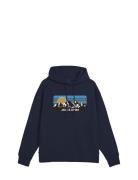 Jack & J S Jjpeak Sweat Hood Ln Marinblå