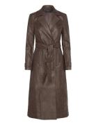 Bardot Vegan Leather Trench Coat Brun