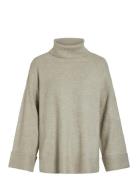 Vila Virolfie L/S Highneck Knit Pullover/Ka Beige