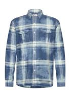 Polo Ralph Lauren Classic Fit Distressed Plaid Twill Shirt Blå