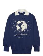 Mini Rodini Mini Rodini Society Emb Collar Sweatshirt Blå