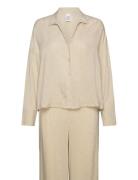 Calvin Klein L/S Buttondown & Pant Sleep Set Beige