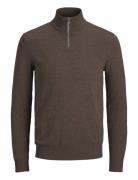 Jack & J S Jjeemil Knit Half Zip Noos Brun