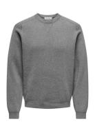 ONLY & SONS Onspin Reg 12 Crew Knit Grå