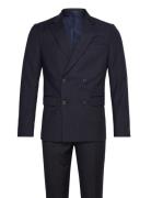 Lindbergh Narrow Striped Db Mens Suit Marinblå