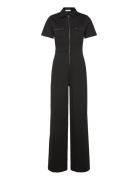 Mango Long Chest-Pocket Jumpsuit Svart