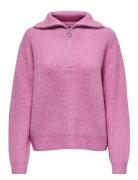 ONLY Onlbaker L/S Zip Pullover Knt Noos Rosa