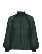 Bubbleroom Esme High Collar Structured Blouse Grön