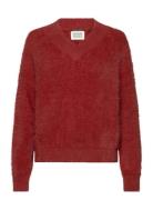 Scotch & Soda Fluffy V-Neck Relaxed Pullover Röd