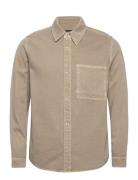 Denham Mens Shirt Long Sleeve Leisure Beige