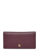 Lauren Ralph Lauren Crosshatch Leather Slim Wallet Burgundy