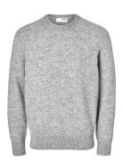 Selected Homme Slhrai Ls Knit Crew Neck Noos Grå