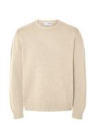 Selected Homme Slhcody Ls Knit Relaxed Crew Neck Noos Beige