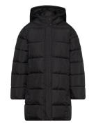 Mango Hood Quilted Coat Svart