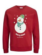 Jack & J S Jjxmas Jolly Sweat Crew Neck Röd