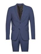 Lindbergh Plain Mens Suit - Normal Lenght Blå